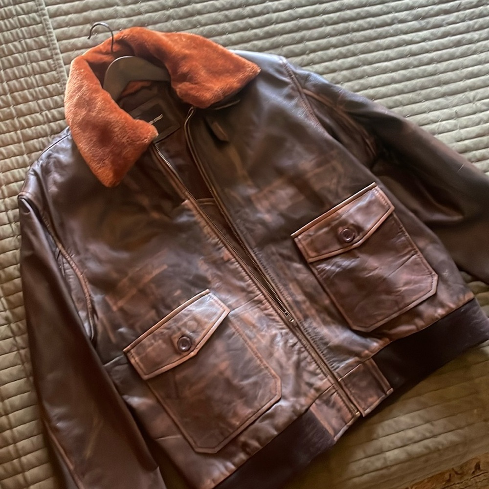 Men’s Vintage Leather Fighter Pilot Bomber Jacket